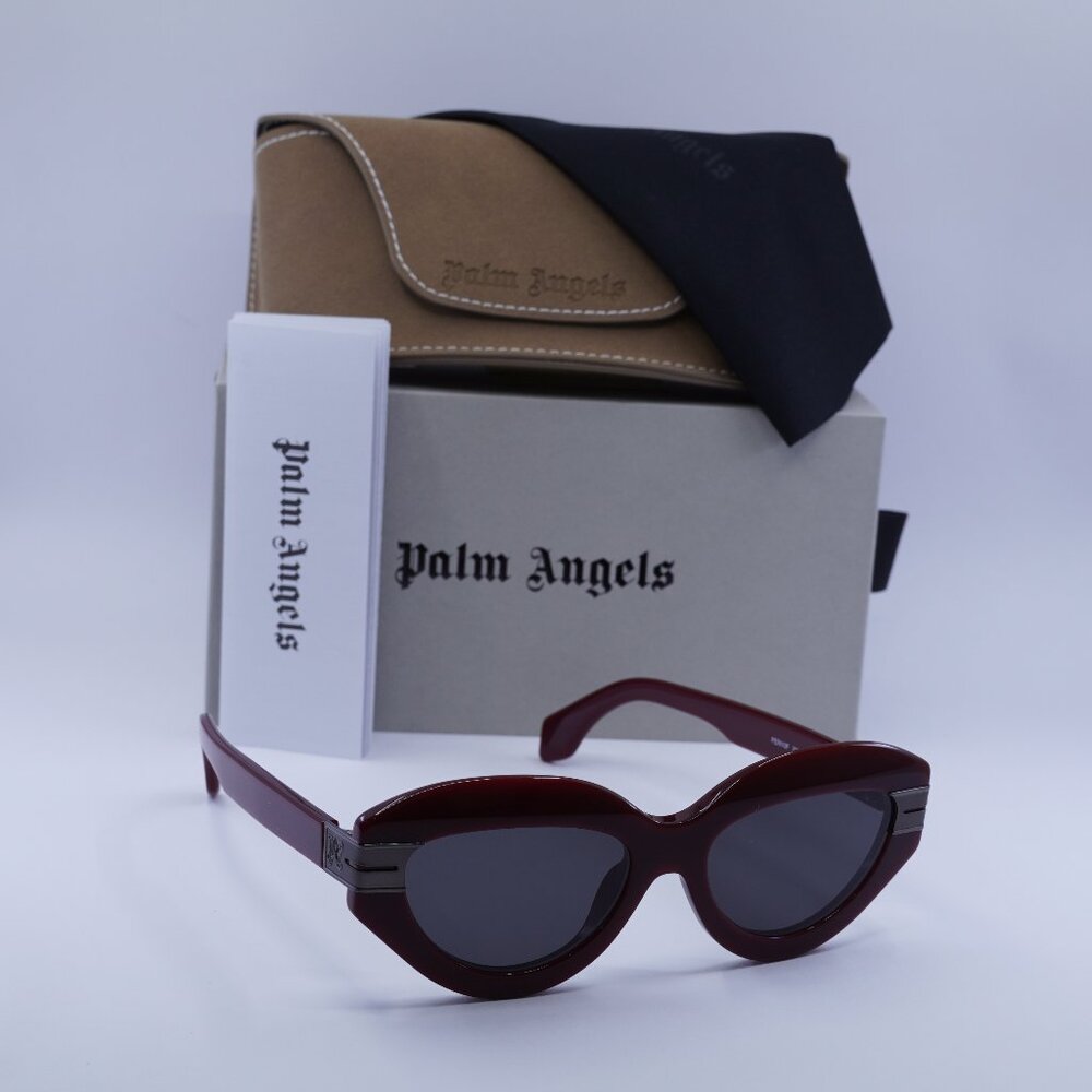 Palm Angels PERI10F MIRACLE 2507 Cat Eye Sunglasses - Red/Dark Grey